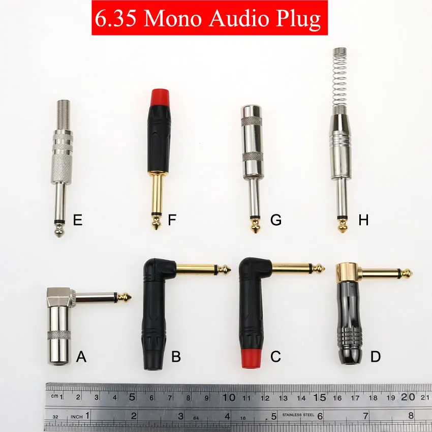 

YuXi 1/4 Inch 6.35mm Male Mono 90/180 degrees Plug Connectors Adapters for Amplifier Microphone Converter Plug