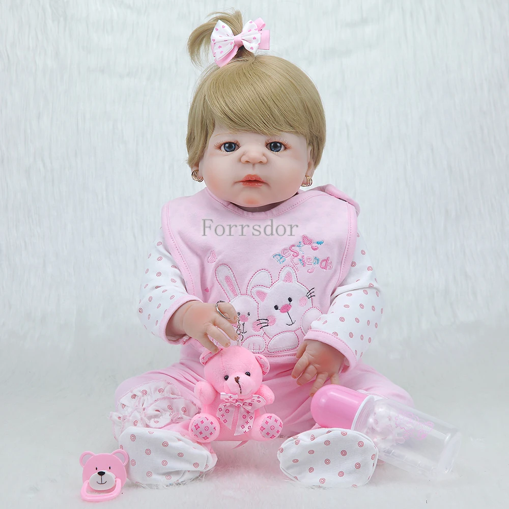 

23 inch 58CM full body SIlicone Reborn baby doll bath toy realistic newborn princess baby doll Bonecas Bebes Reborn Christmas