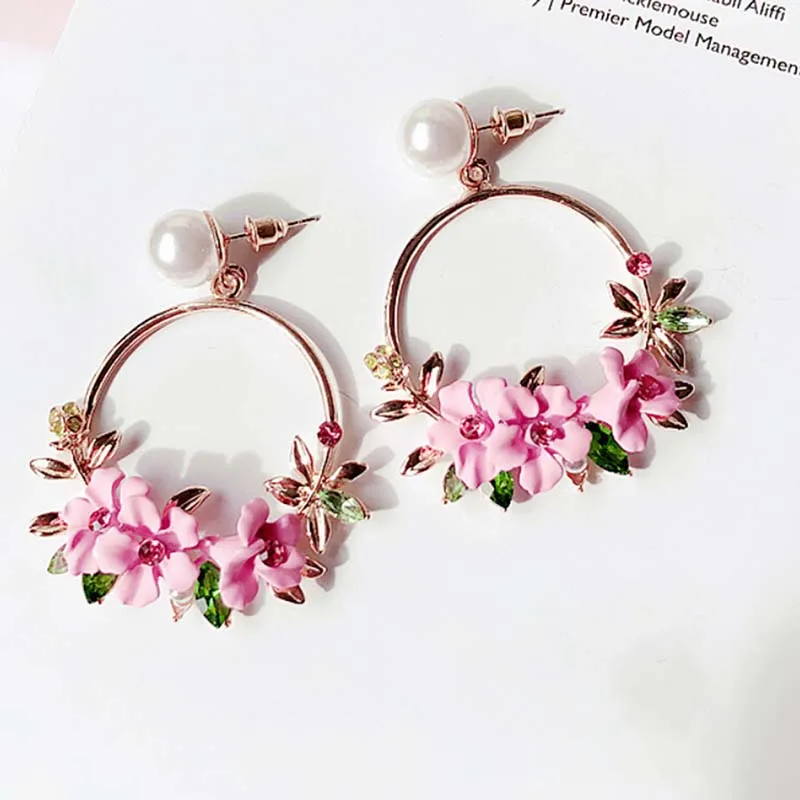 

Charm Flower Drop Dangle Earrings Jewelry Ear Studs Wedding Jewelry Gift for Women
