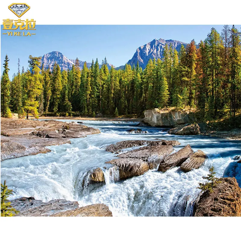 YIKELA Full Diamond Embroidery River forest 5D Painting Cross Stitch Mosaic Needlework Crafts Christmas Gift XF | Дом и сад