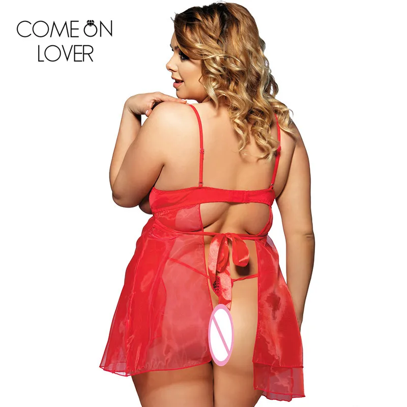 Женское нижнее белье Comeonlover Красное Нижнее размера плюс с открытой спиной ночная