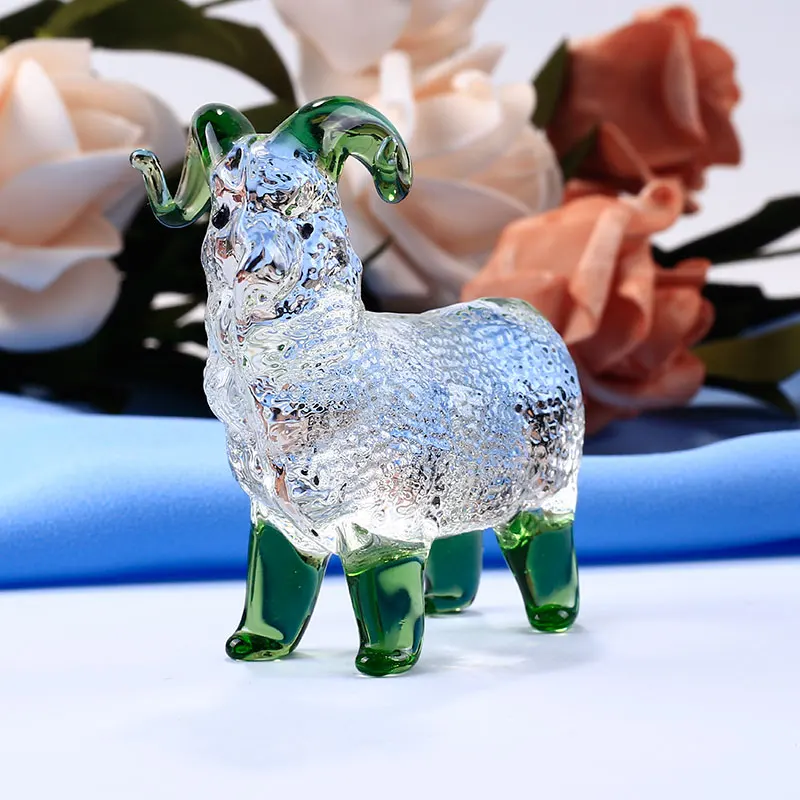 Кристалл Коза модель 7 см стекло животное миниатюрный пресс-папье для орнаменты подарки ко дню рождения украшения дома аксессуары