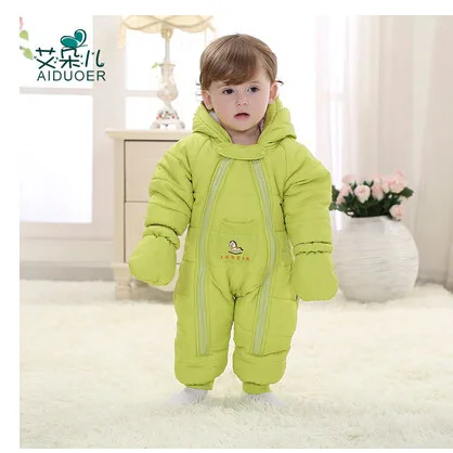 

Newborn infant baby romper winter coat Siamese feather padded zipper thickened out climbing clothes baby-snowsuit infant