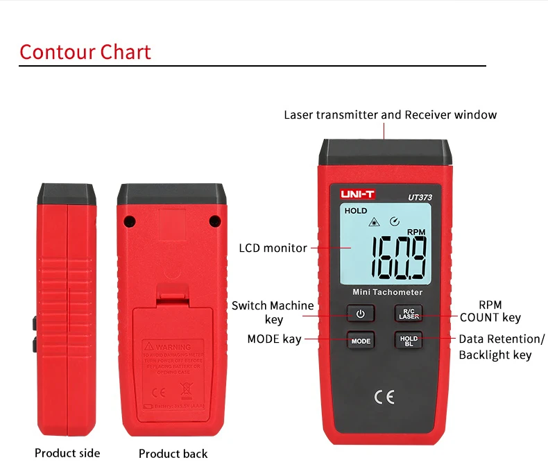 Tableut373 mini tacômetro digital com laser, tacômetro