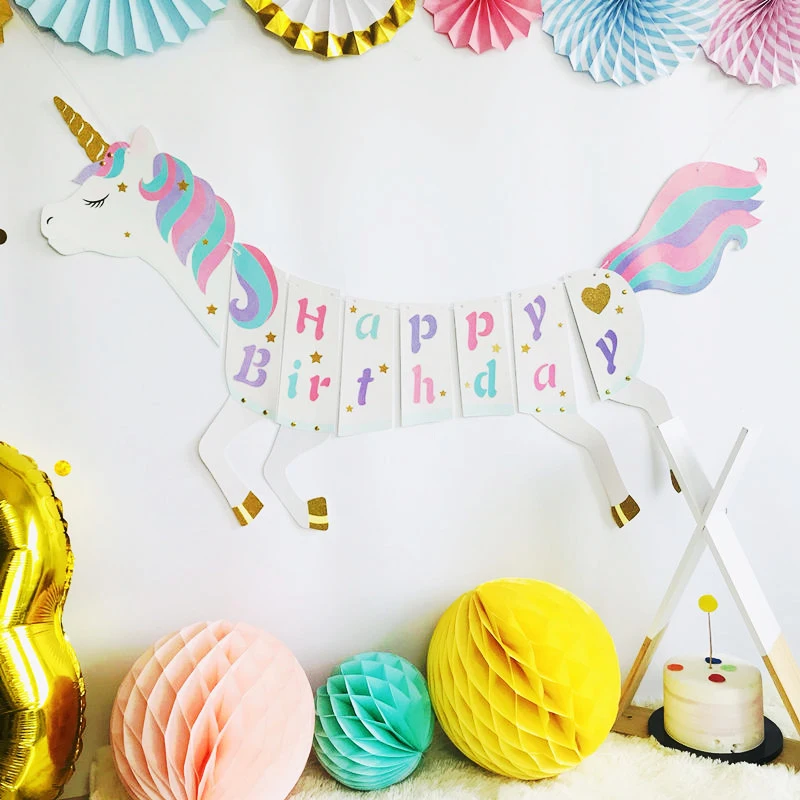Unicorn and Mermaid Birthday Cake Topper Garland Bunting with Name AND Number