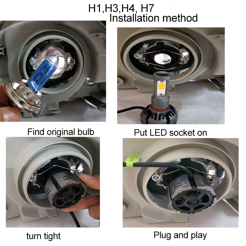 Lâmpada para Farol Automática de Farol de Milha Yamyff Automotivo H11 3000k 6000k 8000k 9000lm h1 h3 9005 Lâmpada 9006 H27 4300k 12v Led h4 h7 25 h3, 9005 lâmpada automática de farol de milha, 9006 h27 4300k, 12v