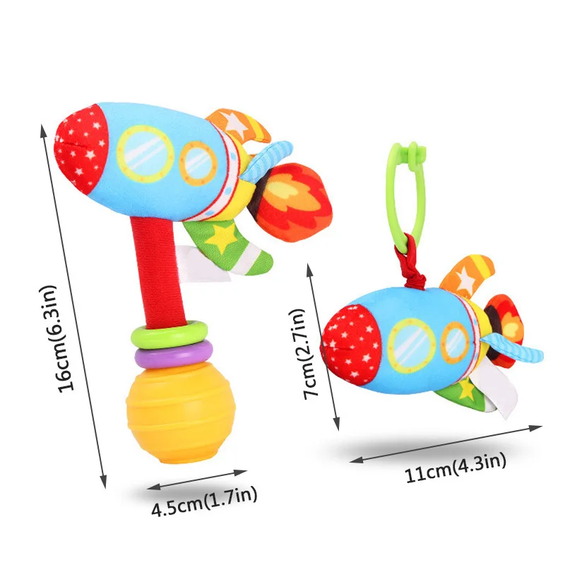 Милые Погремушки для новорожденных, детская игрушка с ручками, детская коляска, подвесная игрушка, мультяшный автомобиль, ракета, плюшевые игрушки для малышей