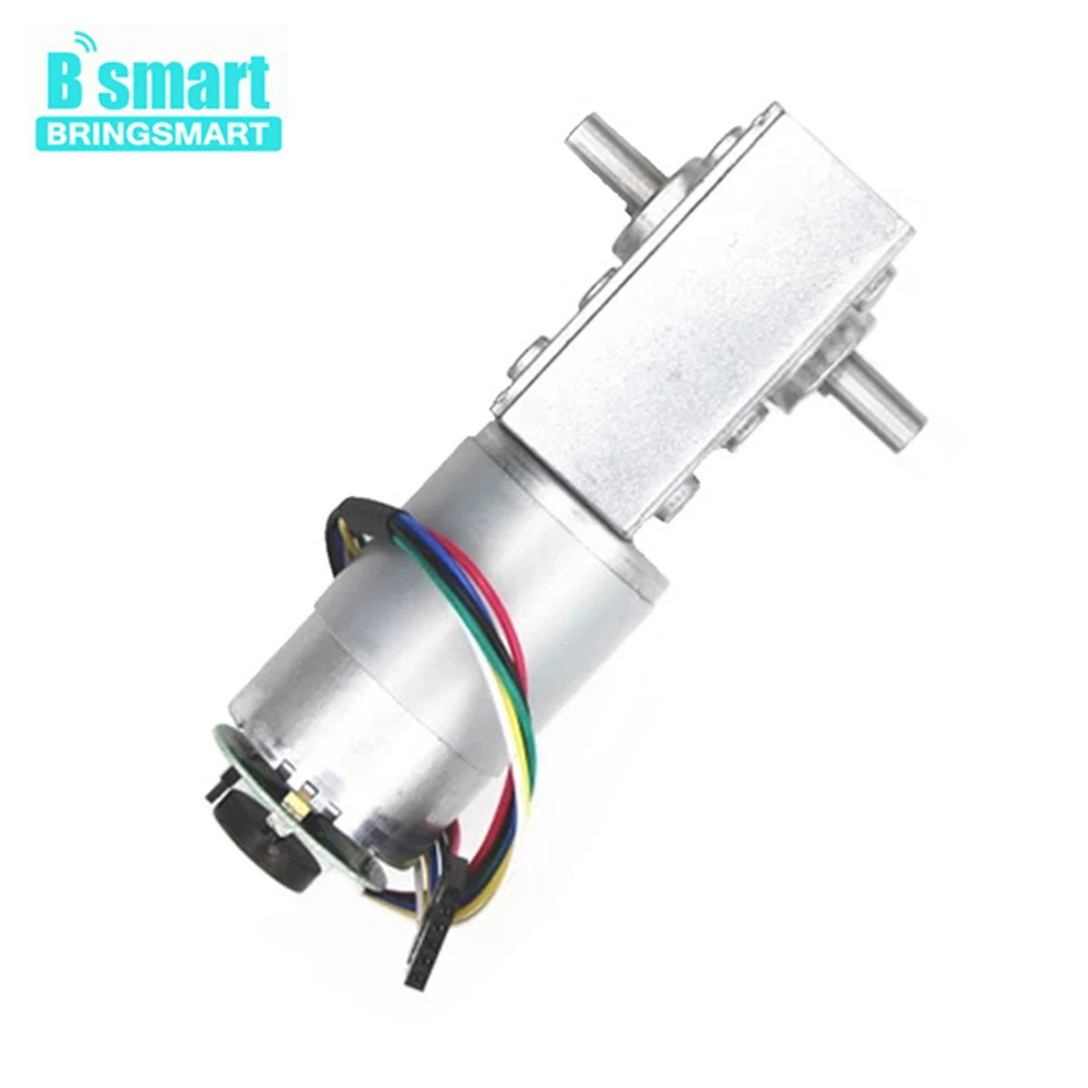 

Bringsmart High Torque Worm Gear Motor DC Motor Encoder Double Shafts 16-470RPM Self-Lock Reversible For DIY Parts 5840-555B