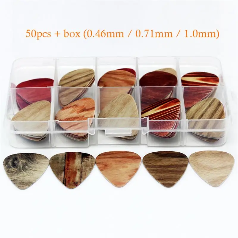 

High-end PVC Material Guitar Picks Set Wooden Guitar Fingernails Picks Guitar Picks Box Musical Instrument Accessories