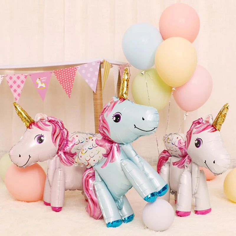 3D Unicorn Standing Full Body Foil Birthday Party Girl Decoration Balloon