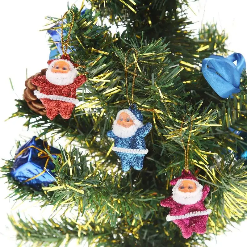 

6Pcs/lot Cute Glitter Mini Santa Claus Christmas Hanging Dolls Tree Party Decor Christmas Decorations for Home