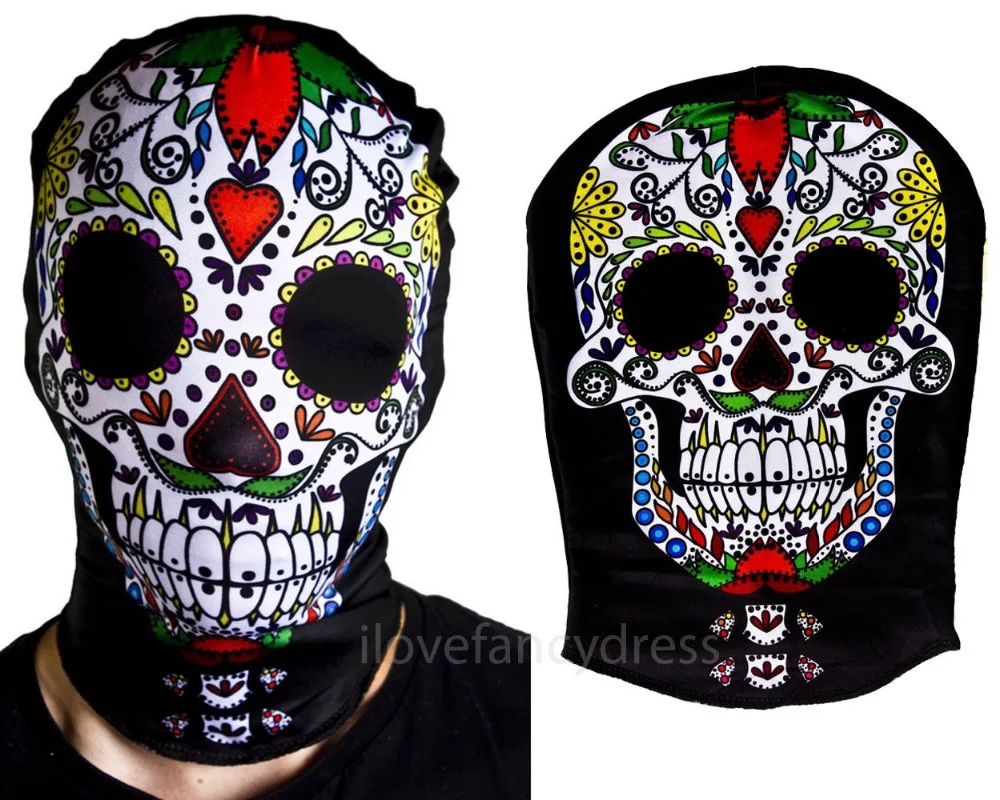 

DAY OF THE DEAD SKELETON SKIN SUIT FACE MASK HALLOWEEN FANCY DRESS COSTUME ACCESSORY