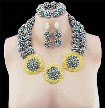 

Silver African Beads Jewelry Set 2016 Nigerian Wedding African Beads for Brides Party Bridal Jewelry Set Free Shipping