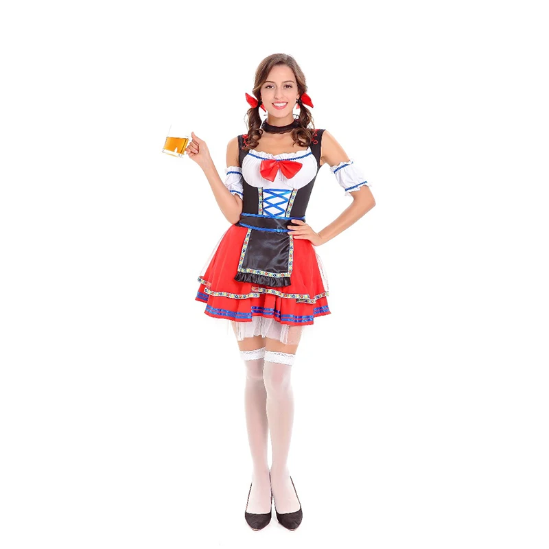 Oktoberfest Germany Beer Carnaval Festival October Dirndl Skirt Dress Sleeveless Apron Maid Costume Women Beer Girl Fancy Dress (5)