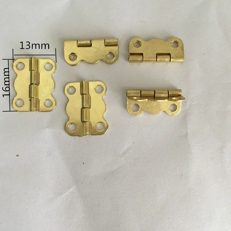 16*13MM 100pcs carved print wooden box hinges gold metal box hinge