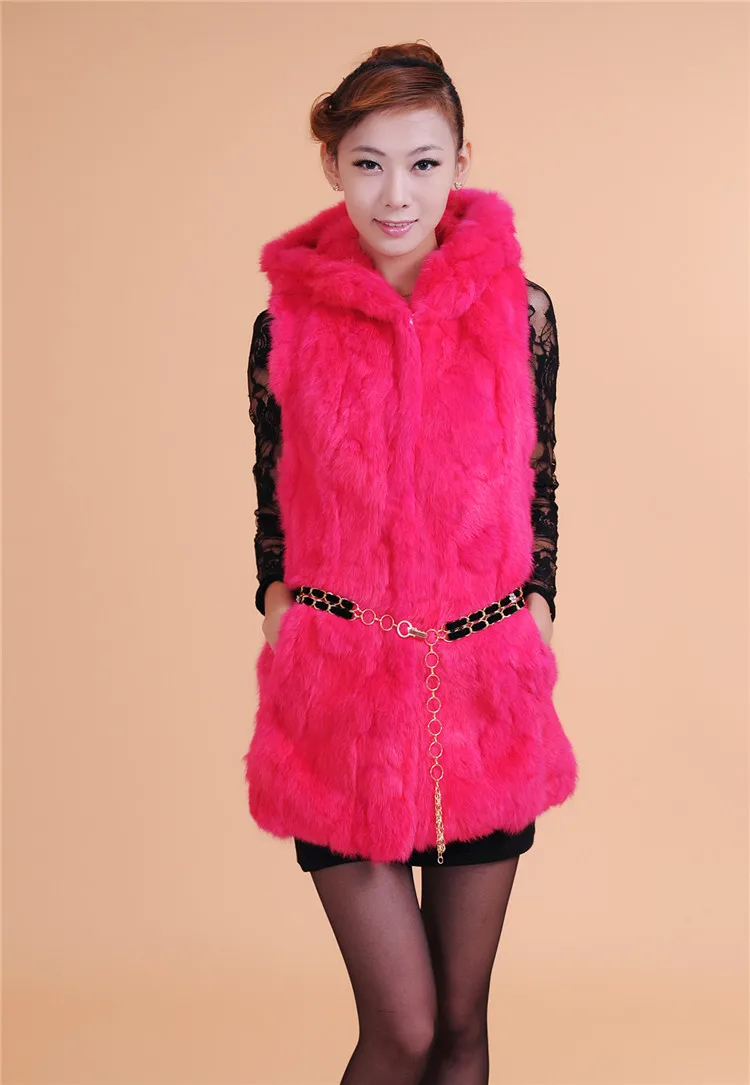 Rabbit fur outerwear rex rabbit hair waistcoat fur vest women