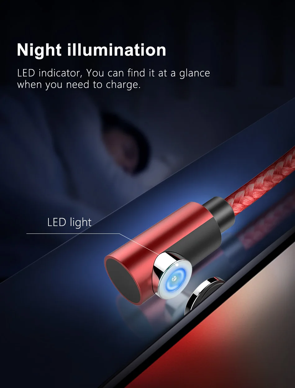 NOHON 90 Degree Magnetic Charging Cable For iPhone X XS MAX XR Micro USB Type C Fast Charger For Xiaomi Samsung S9 Magnet Cables (8)