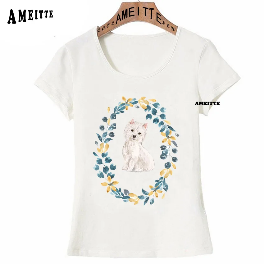 

Cool Westie Dog Print T-Shirt Summer Fashion Women t-shirt Cute Girl White Casual Tops Hipster Woman Casual Tees Short Sleeve