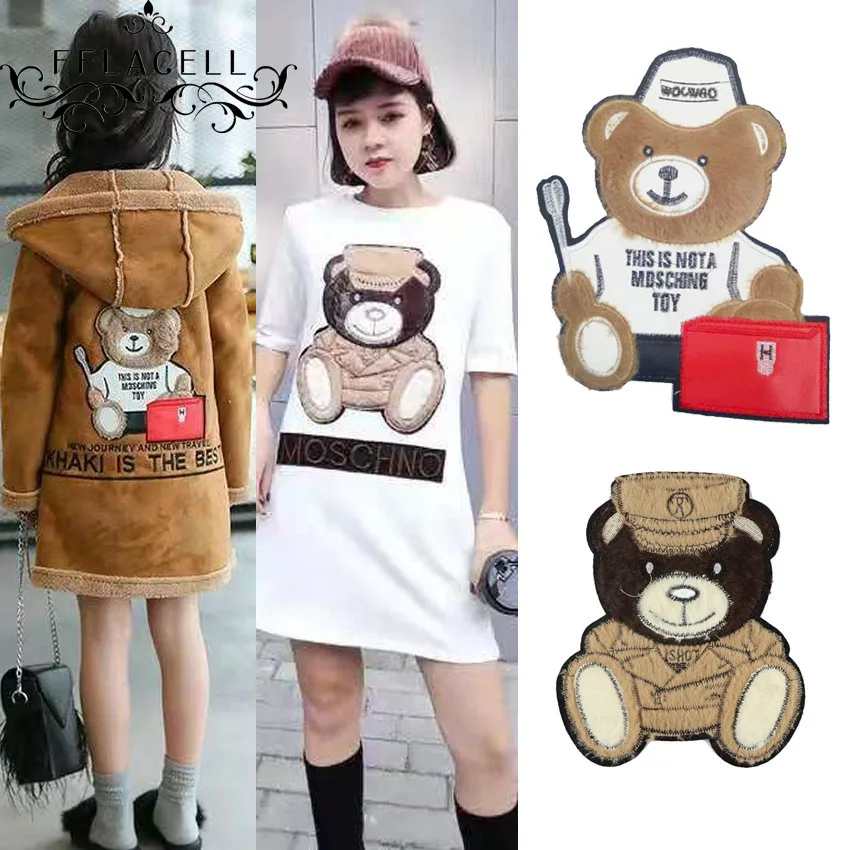 

FFLACELL cloth patch patch cloth cartoon bear clothing decals pattern towel embroidery