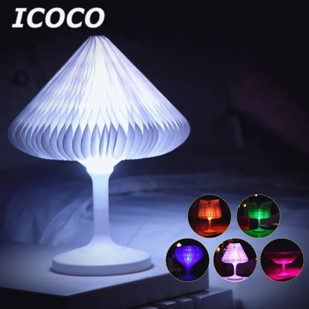 ICOCO Creative Mutli color USB Charging Changeable LED Night Light Desk Lamp for Bed Beside Home