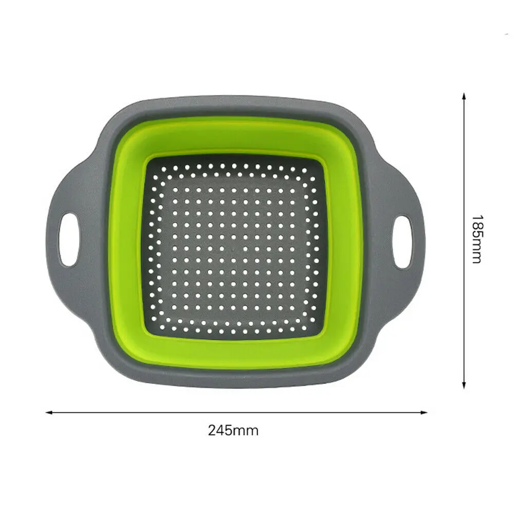 2pcs/set Foldable Silicone Colander Collapsible Washing Basket Draining Strainer Basket With Handle Kichen AccessoriesTools 2pcs/set Foldable Silicone Colander Collapsible Washing Basket Draining Strainer Basket With Handle Kichen AccessoriesTools