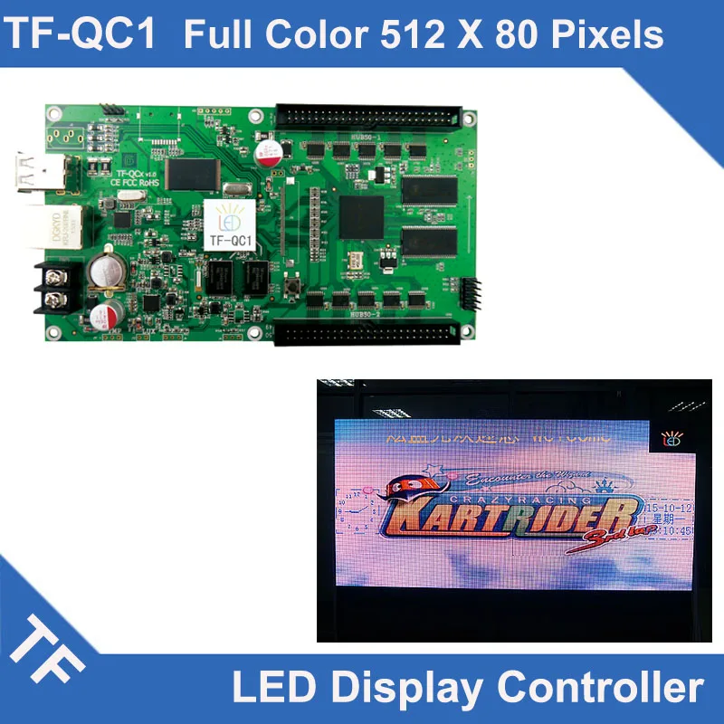 

TF-QC1 Longgreat TF USB Ethernet port Full color LED display asynchronous control card 512*80, 384*160