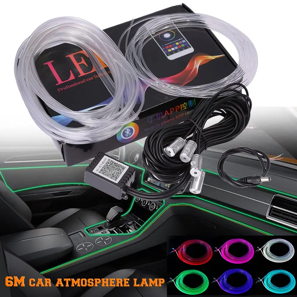 RGB Светодиодная лента для салона автомобиля неоновая с активным звуком Bluetooth