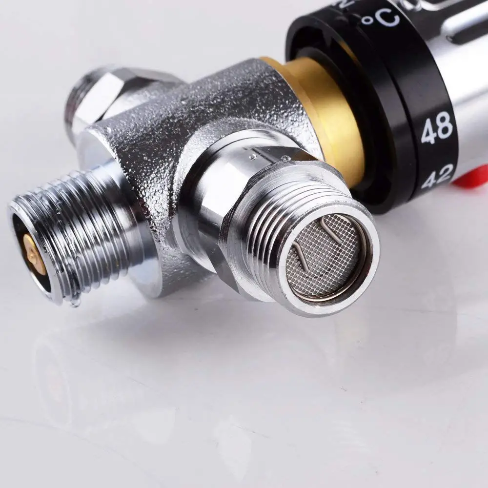 

ML100 SOLID BRASS 3-Way Thermostatic Mixing Valve G 1/2 Male Connections 68-119 Fahrenheit Stepless Adjustment Faucet Cartridge