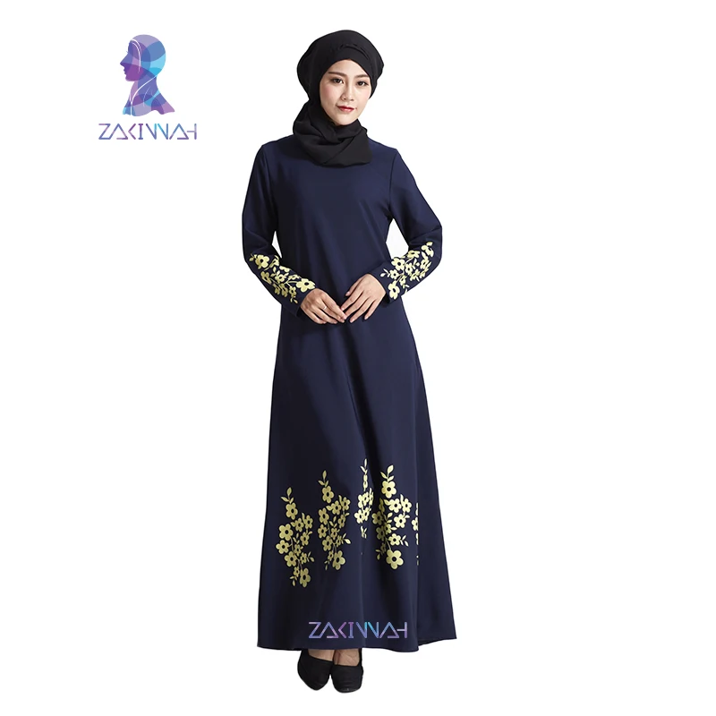 New flower print plus size turkish women abaya dress Islamic...