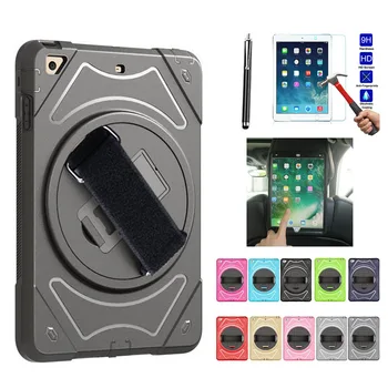 

XSKEMP For Samsung GALAXY Tab S3 9.7 T820 T825 Kid Handle Hand Shoulder Strap Protective Cover Case Stand Shell + Tempered Glass