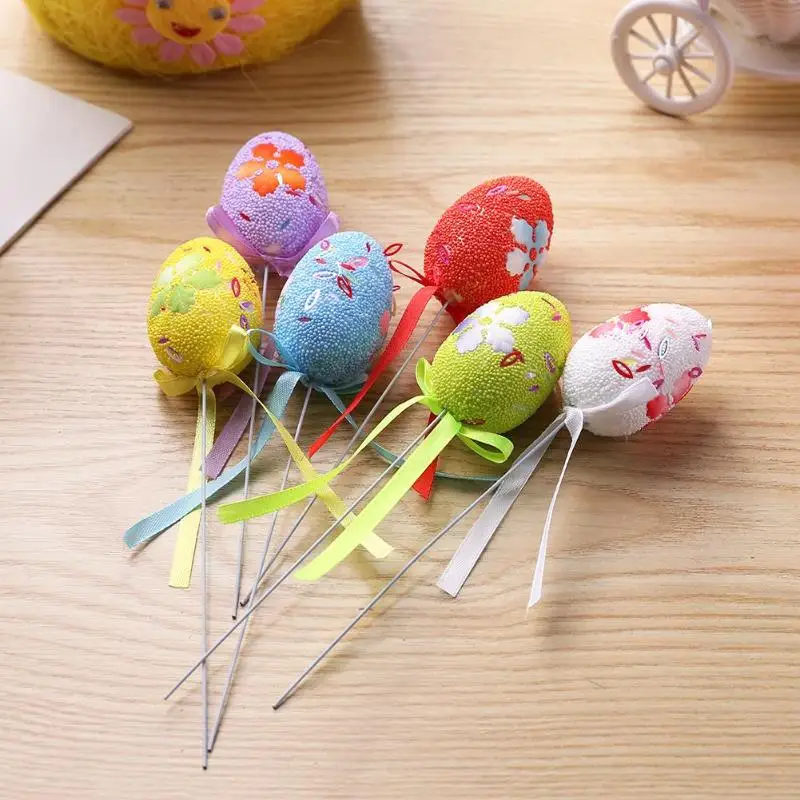 6 шт./пакет милые пасхальные яйца DIY Красочные печати Искусственные яйца детский сад ручное устройство для поделок вечерние украшения