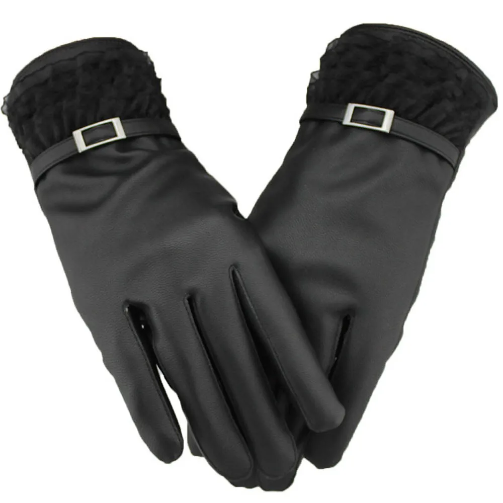 

Lady Winter Winter Soft Leather Gloves For Smartphone Women Lace Patchwork Black Motocycle Military Glove Tactical Mittens #YL