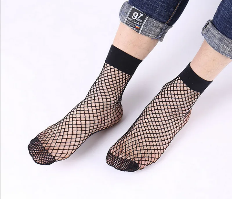 Women Fashion Harajuku Solid Black Breathable Socks Net Cool