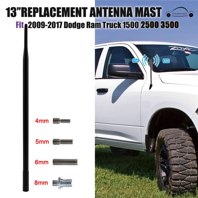 

For 2009-2017 Dodge Ram 1500 2500 3500 FM Radio Antenna Mast Signal Amplifier Booster Car Roof Aerial Antena 13inch KOLEROADER /