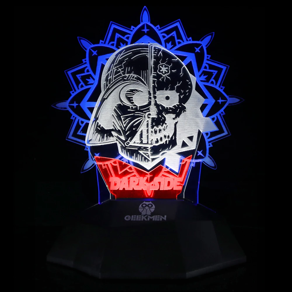 Темная сторона Мандала Дарт Вейдер череп художественный светодиодный свет 3D линия лампа Оптическая иллюзия 3D лампа сенсорный датчик череп