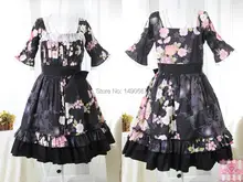 Japonés de Cosplay del Anime manga corta vestidos navidad vestido Lolita dulce negro tamaño libre