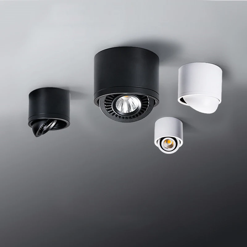 Graus de Rotação Lâmpada do Teto Superfície Regulável Montado Levou Downlight Cob Whiteblack Ac85 265v 360 Led Spot Light 15 w 9 w 7 w 5 w 6 Luzes de teto