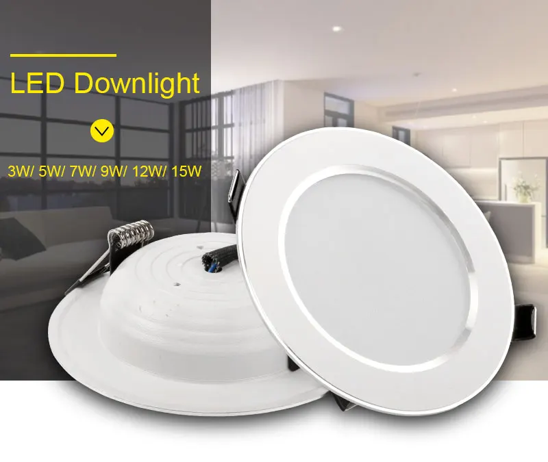 LED Downlight 3W 5W 7W 9W 12W 15W 220V 230V 240V Round Recessed Lamp Led Bulb Bedroom Kitchen Indoor LED Lighting