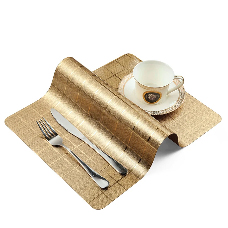 LIYIMENG 4Pcslot Dinner Placemat Lattice Satin Finish Pvc Table Mat Pads Coasters Waterproof Chicken Pad Slip-Resistant Pad3