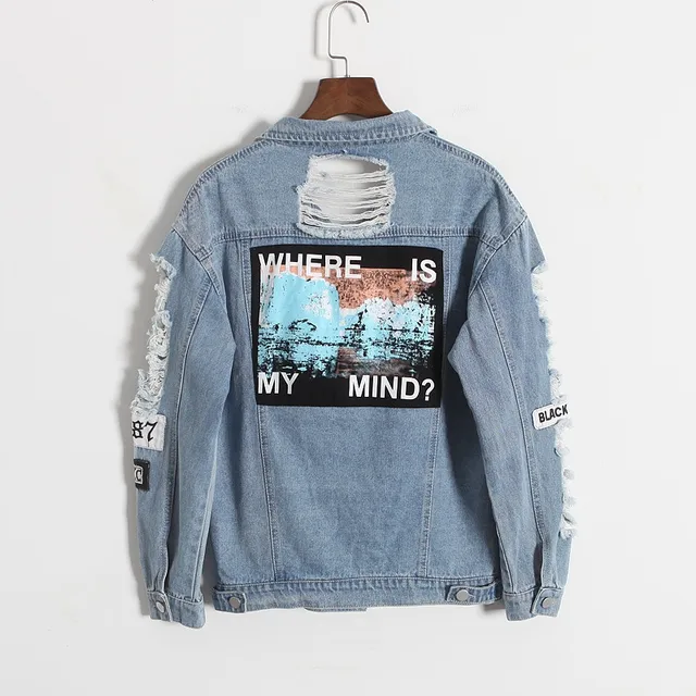 denim jacket with ripped back