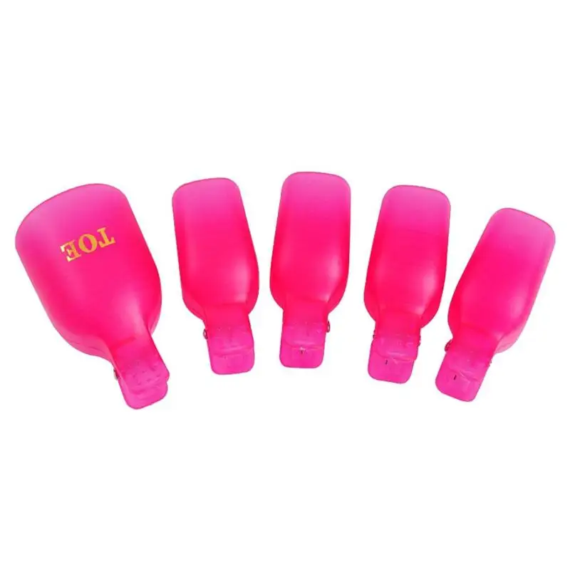 5pcs/set Reusable Plastic Toe Nail Art Polish Remover Pedicure Polishing Removal Foot Toe Nail Clips Soak Off Caps Manicure Tool