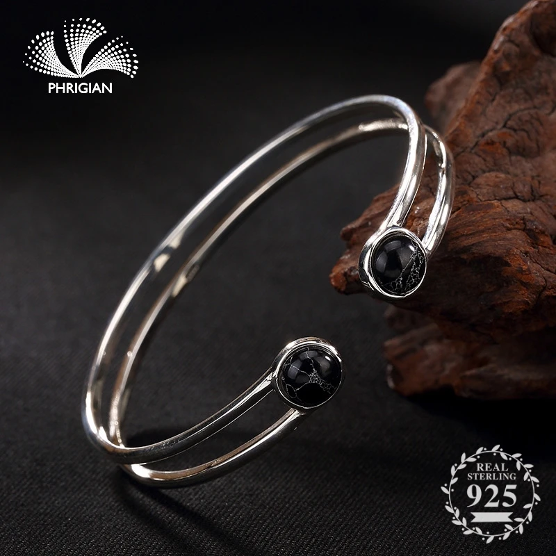 

NOT FAKE S990 Fine Jewelry 925 Sterling Silver Bangle S925 Vintage Ethnic Jewelry Handmade Natural flea market jeweler retro