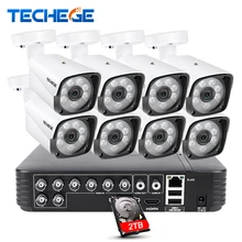 Techege 8 Channel 720P Video Security System DVR recorder 8pcs HD 1200TVL Indoor Outdoor Metal Weatherproof CCTV Camera System