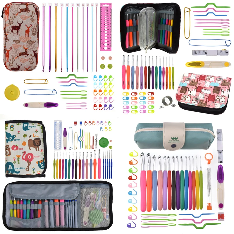 

20 styles Set Crochet Hook Set DIY Weave Knitting Needles Set Knit Gauge Scissors Stitch Holder Hook Sewing Tool Accessories Set
