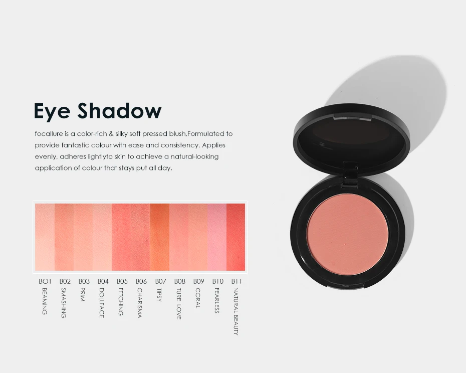 FOCALLURE New Fabulous Genuine 11 colors blush Soymilk matte pearl rouge Blush High Quality Make Up Face Blusher