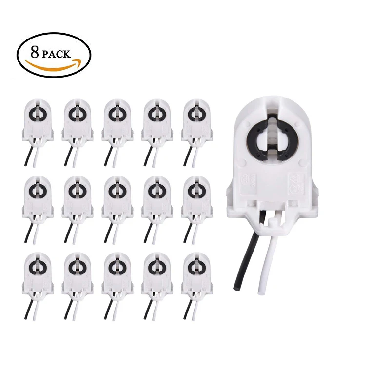 

Screw Type T8 Lamp Holder with wires 6 Pack Non-shunted Light Socket For LED Fluorescent Tube Replacements