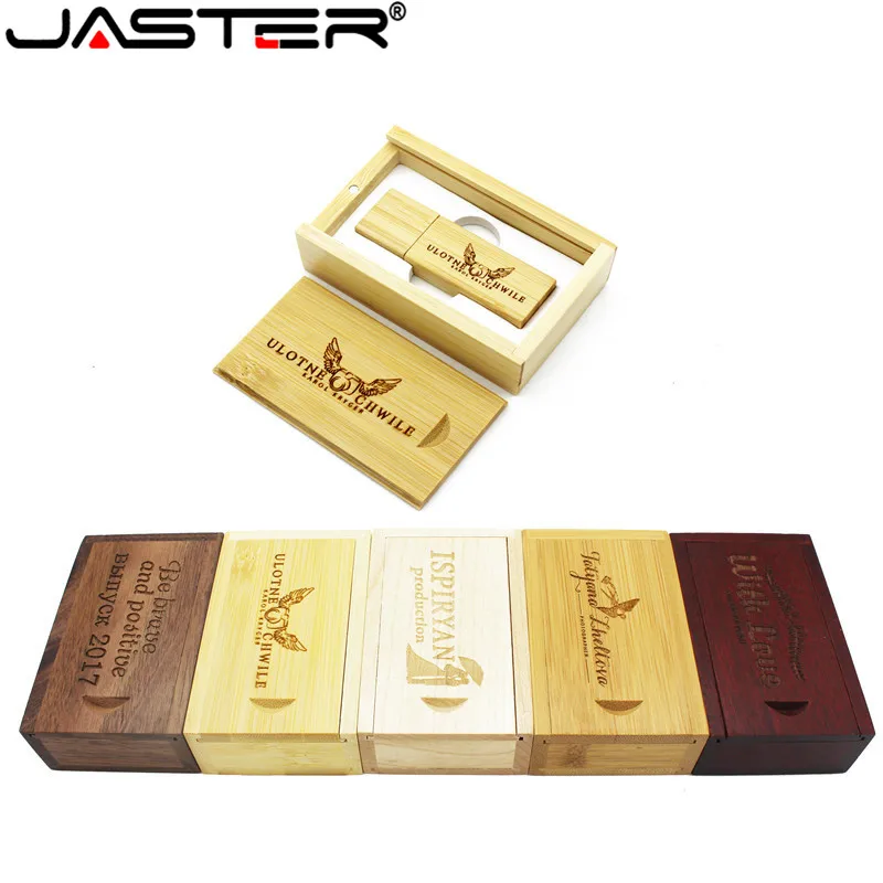

JASTER New(over 10 pcs free customize LOGO) wooden stick with box USB Flash Drive 4GB/8GB/16GB/32GB Creative Gifts