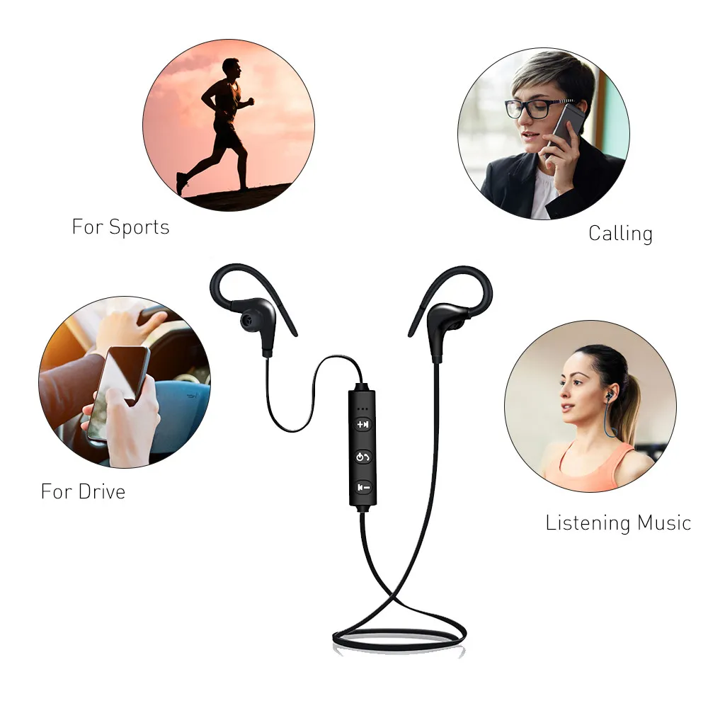 Lamyik Ушные крючки Беспроводной наушники Bluetooth спорта гарнитуры шейным V4.1 стерео