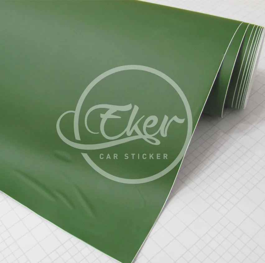 

EKER CAR STICKER 1.52x30M 5FTx98FT Free Shipping Air Bubble Free Matt Army Green Car Wrapping Vinyl Film Matte Sticker