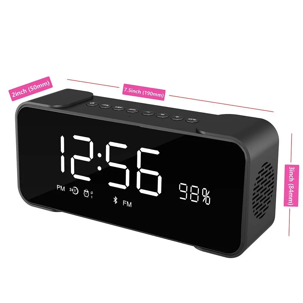 Electronic Portable Bluetooth Alarm Clock Wireless Stereo Speaker with Alarm Clock ireless Audio Bluetooth Speaker USB charging